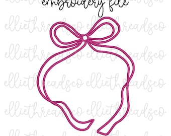 Coquette Bow Frame Embroidery Design, Monogram Bow Frame Embroidery Design, Digital Download