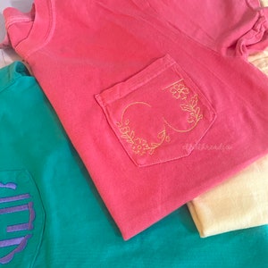 Comfort Colors Pocket Monogram Shirt, Embroidered Comfort Colors Shirt, Monogram Pocket Tee, Bridal Party Gift, Best Seller