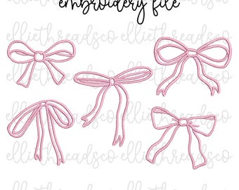 Coquette Bows Chest Embroidery Design: Girly Bows (PES, DST, VP3, JEF) Download