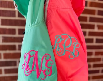 Monogrammed Charles River Rain Jacket, Personalized Jacket, Ladies Pullover Jacket, Customized Half Zip Jacket