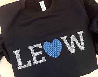 Cross Stitch LEOW Embroidered Sweatshirt, Police Wife, LEOW Gift, Police Officer Gift, Law Enforcement