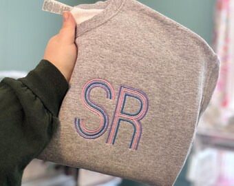 Monogram Embroidered Sweatshirt, Simplistic Monogram Sweatshirt, Best Seller, Personalized Crewneck