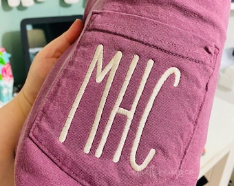 Embroidered Comfort Colors Pocket Shirt, Monogrammed Pocket Tee, Monogram Gift, Bridesmaid Shirt, Bridal Party Gift, Birthday Gift for Her