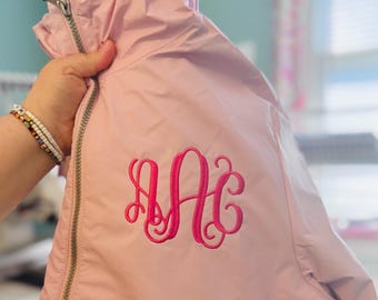 Ladies Monogrammed Full Zip Rain Jacket, Charles River New Englander Jacket