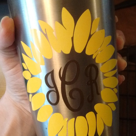 Sunflower Decal Monogram Decal Car Decal Vinyl Decal Car