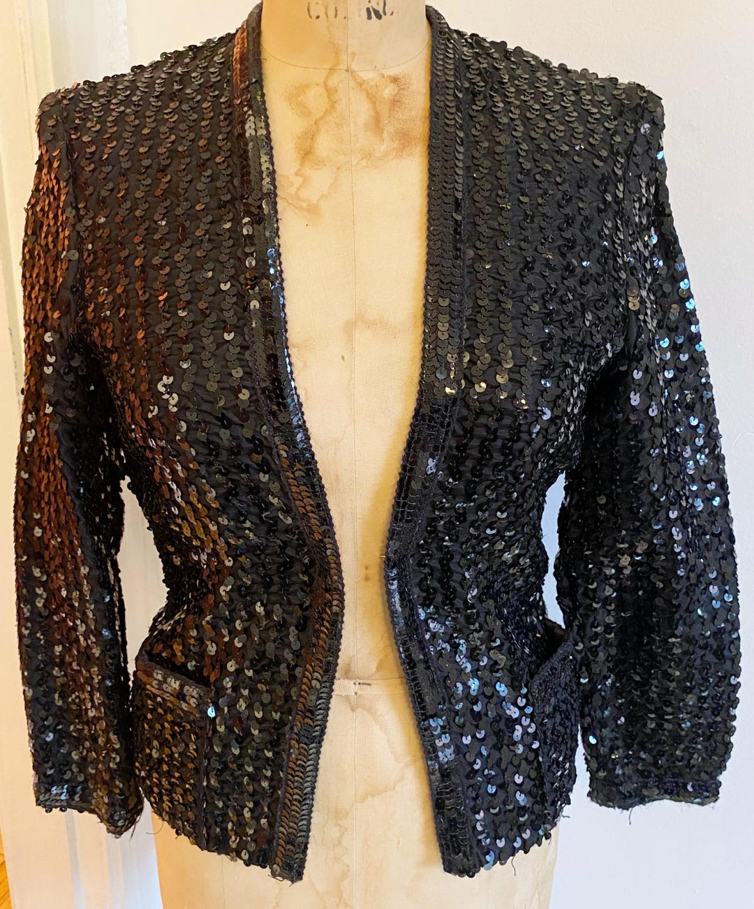Sequin Jacket Mens Adult Black main image 1