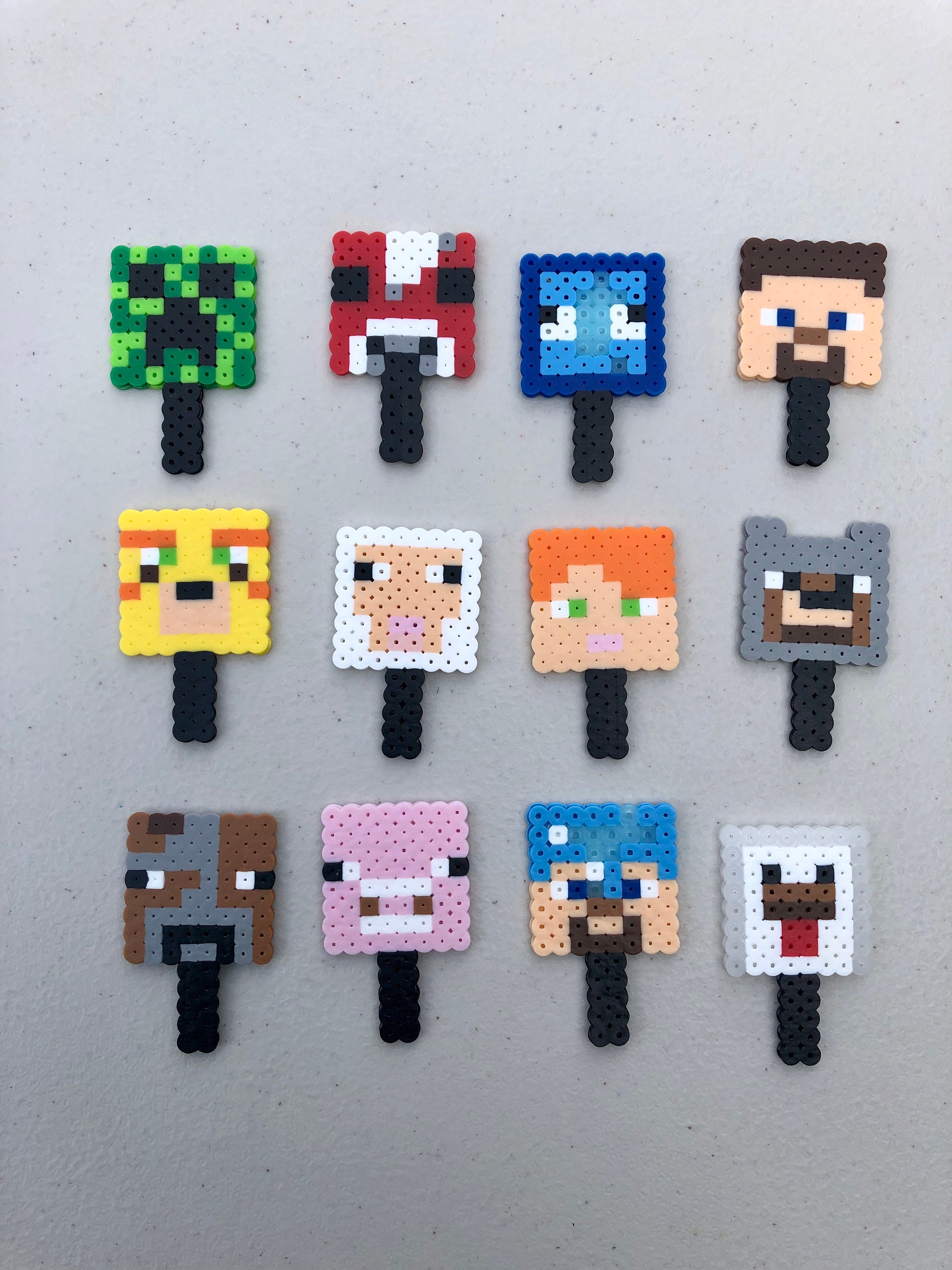 Minecraft Inspired Perler Bead Toppers