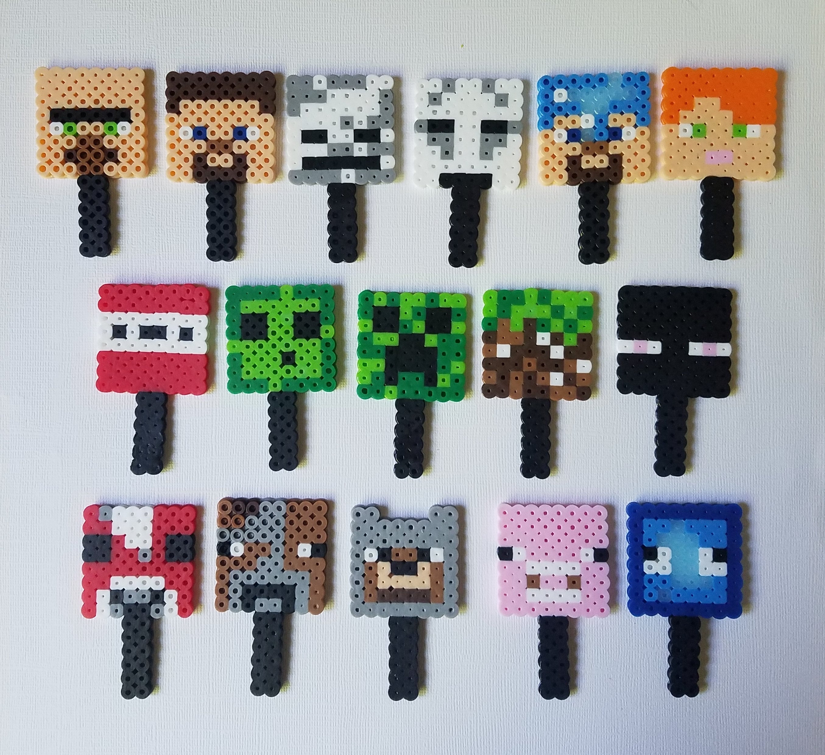 Minecraft Perler Bead Cupcake Toppers - 17 Pieces