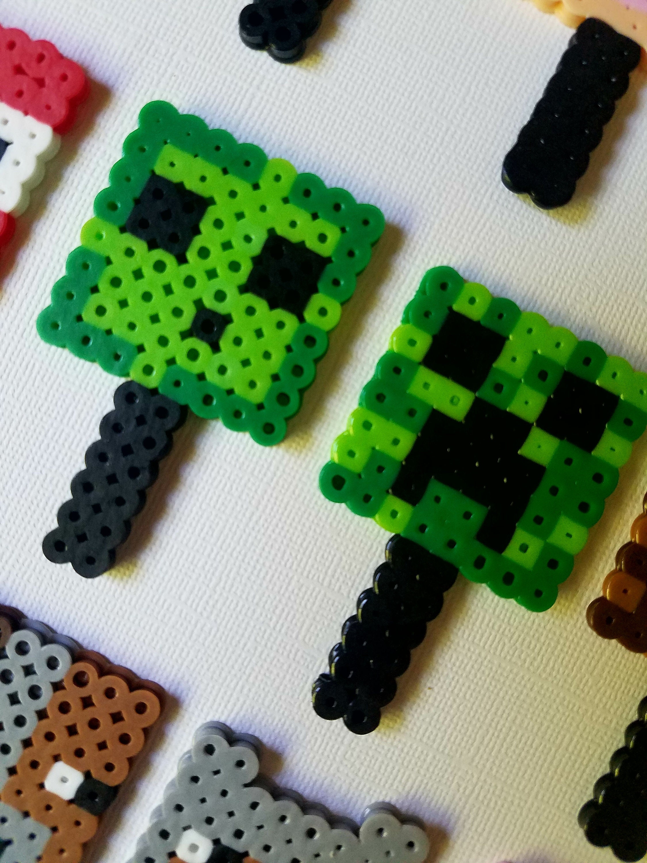 Minecraft Perler Bead Cupcake Toppers - 17 Pieces