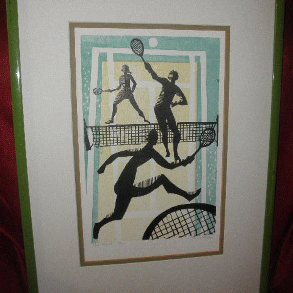 Tennis Litho Print by Pierce Bates "Net Results"