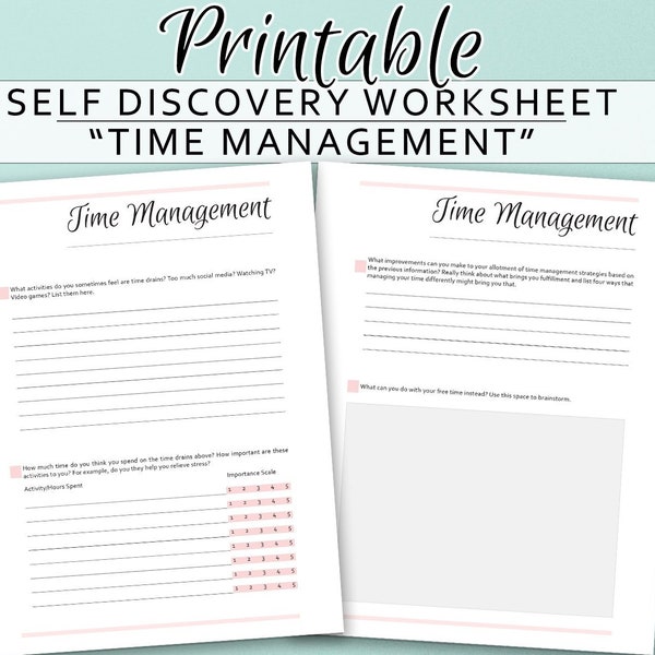 Time Management | Personal Development Printable | Vision Board Activity | Self Help Worksheet | Life Goal Planner | Time Plan Worksheet