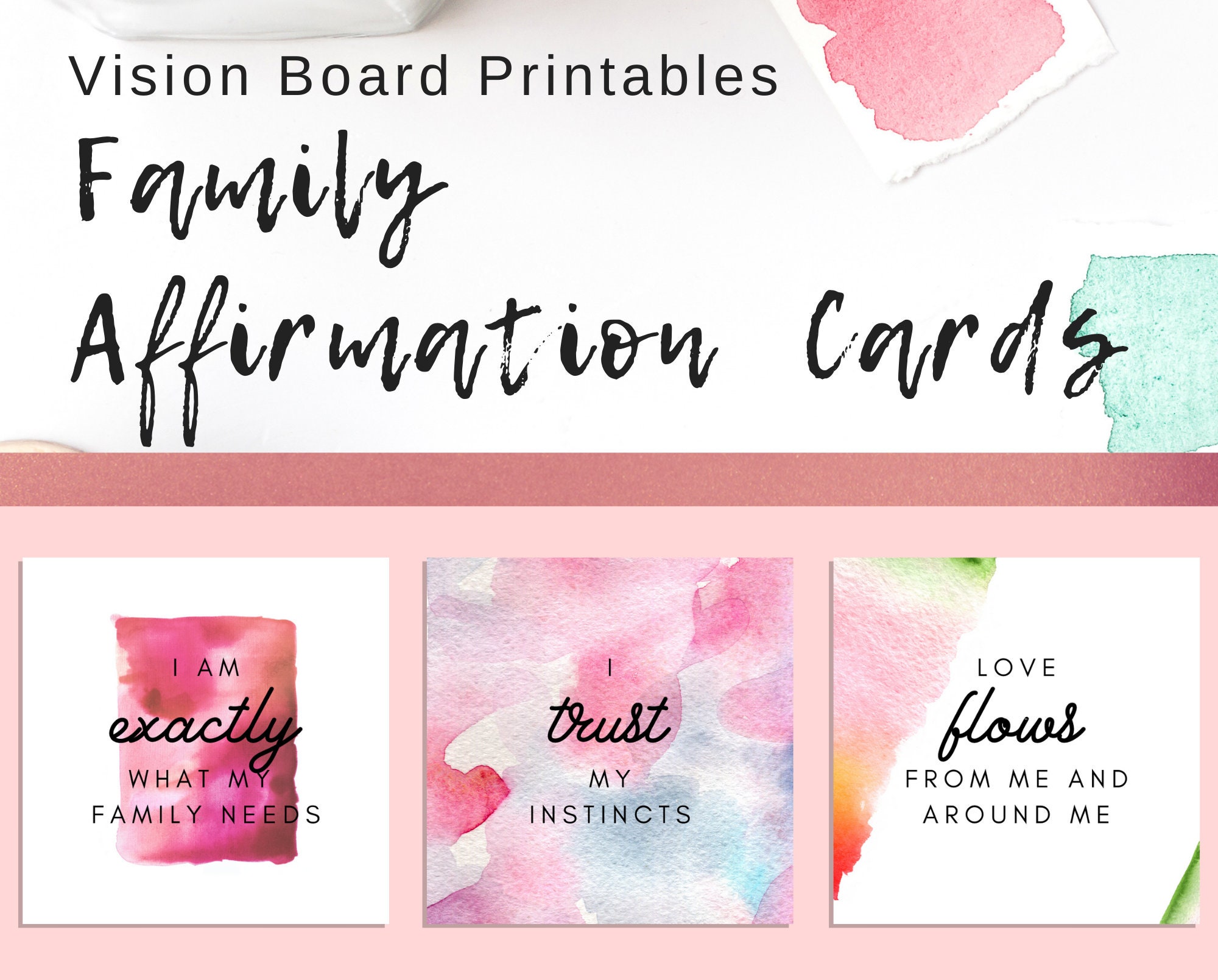 Vision Board Family Affirmation Cards Goal Cards Vision Board Printables  Family Inspiration Cards Family Relationship Printables 