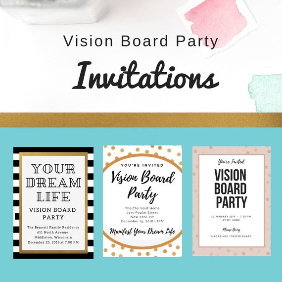 Vision Board Party Invitations Canva Invitations Goal | Etsy