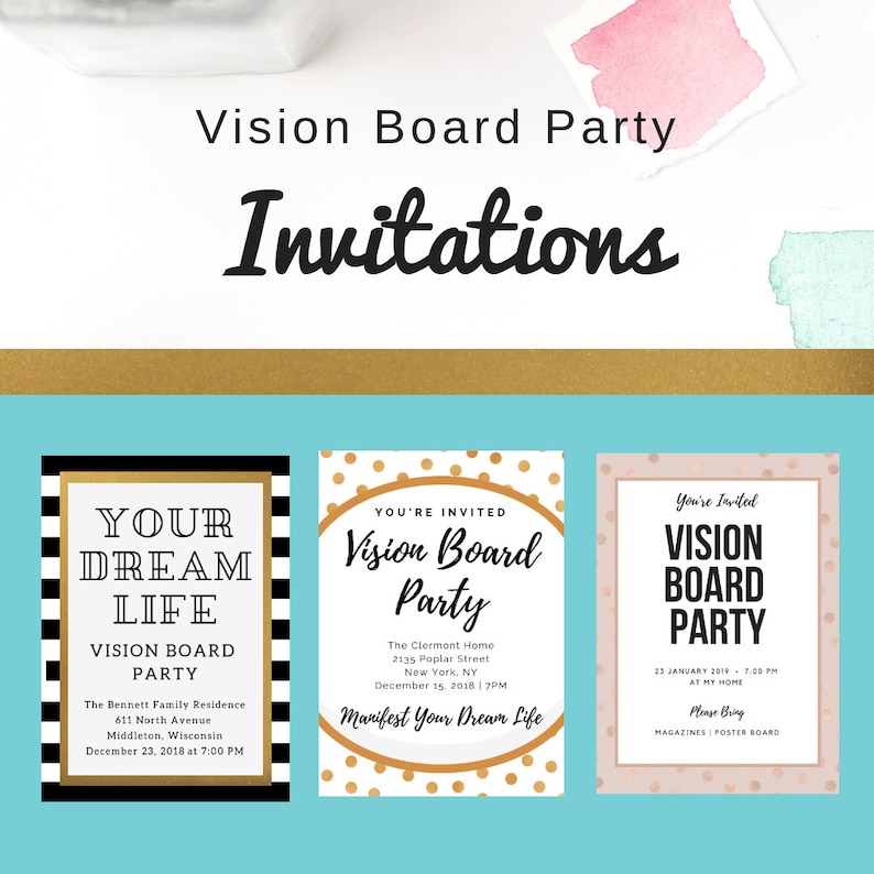 Vision Board Party Invitations Canva Invitations Goal Setting Party ...