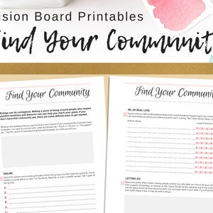 Vision Board Printables | Find Your Community | Vision Board Exercise | Goal Setting Printables | Vision Board Party | Dream Board
