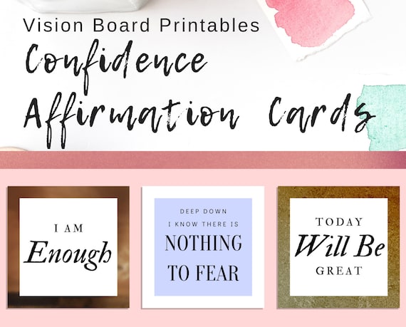 Vision Board Confidence Affirmation Cards Goal Cards Vision Board  Printables Motivation Cards Inspiration Printables 