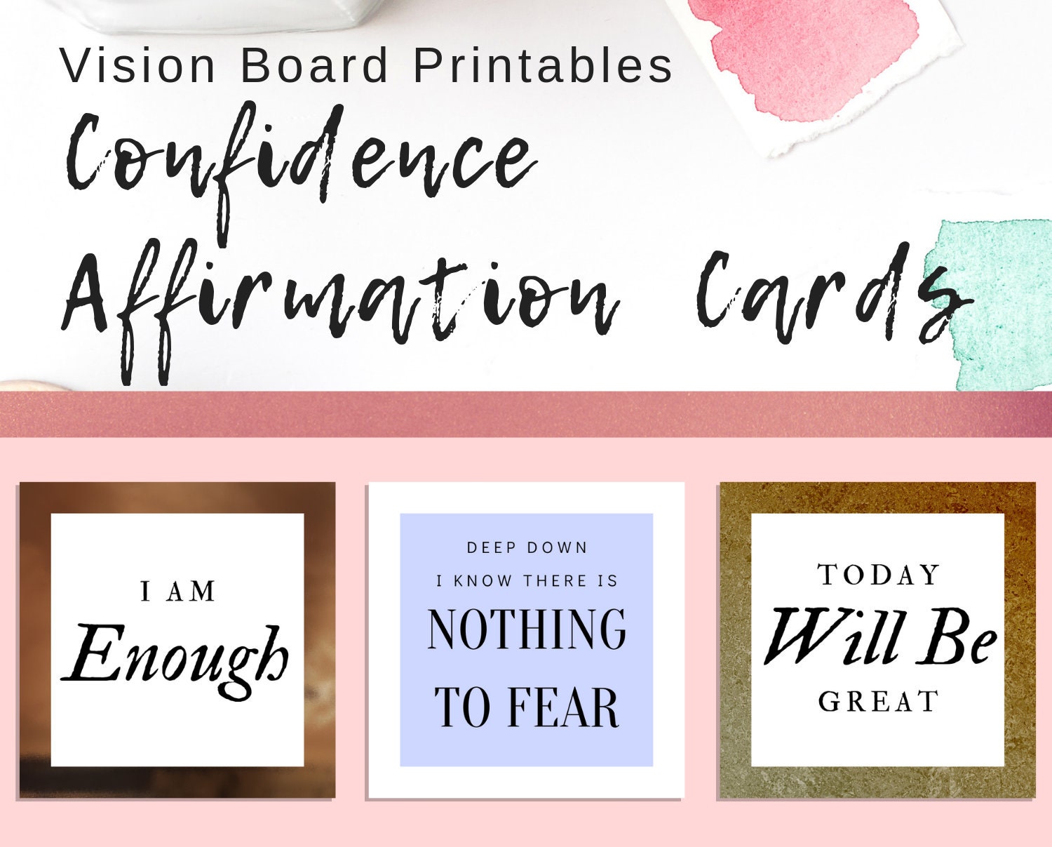 Printable Vision Board Kit 01: Affirmation Cards, Inspirational