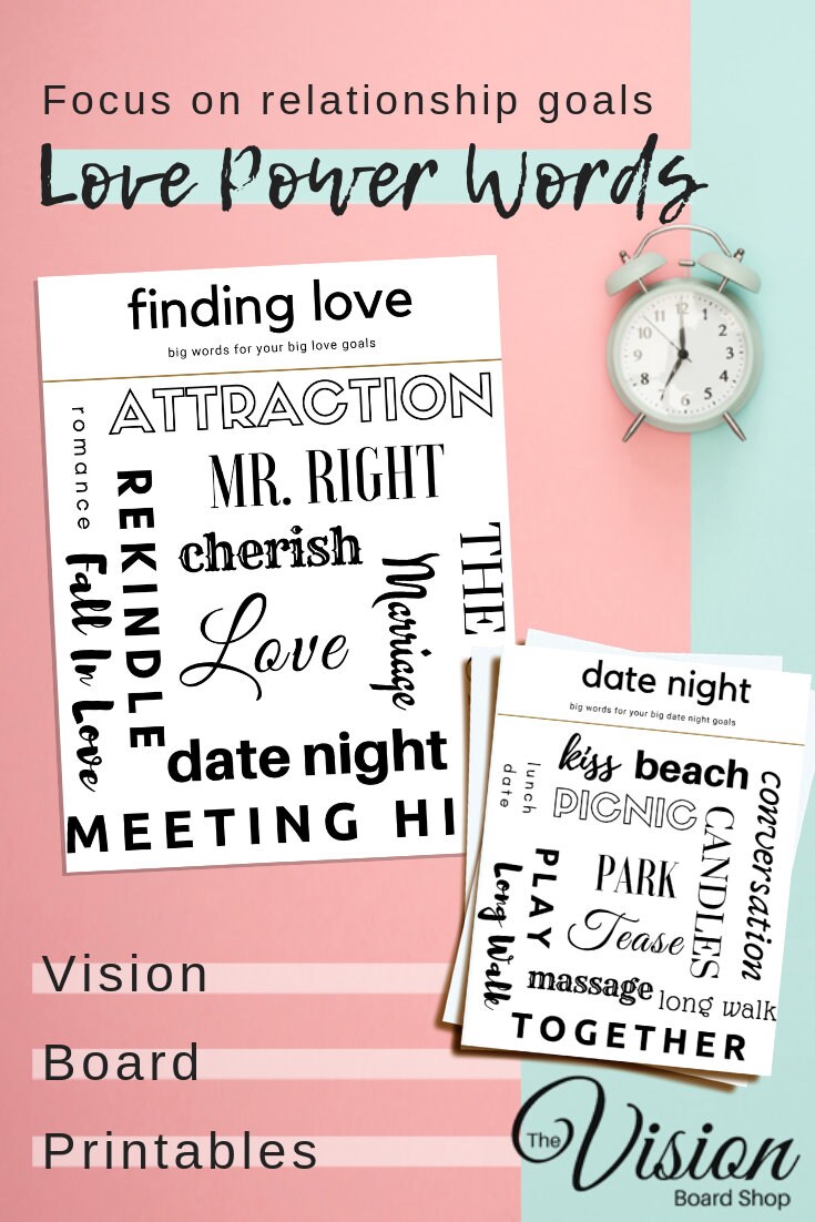 Vision Board Printables Love Power Words Affirmation for Love ...