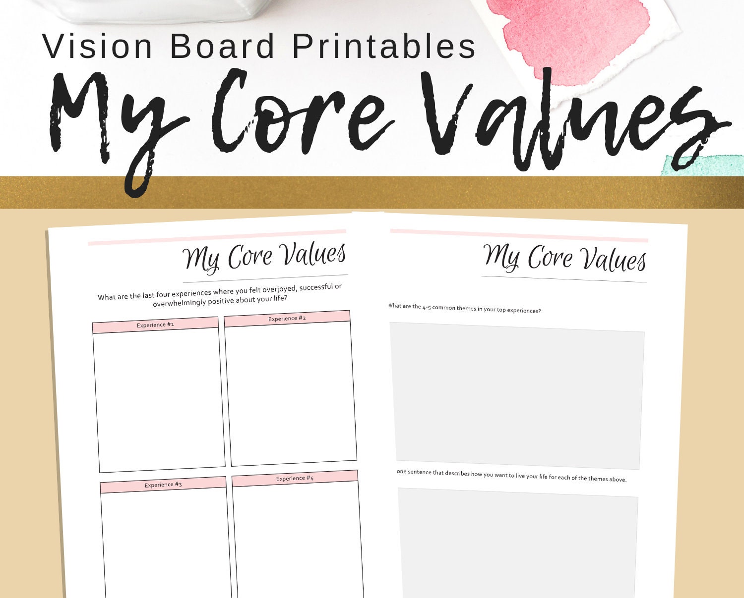 My Core Values Printables Vision Board Activity Self Help Journal