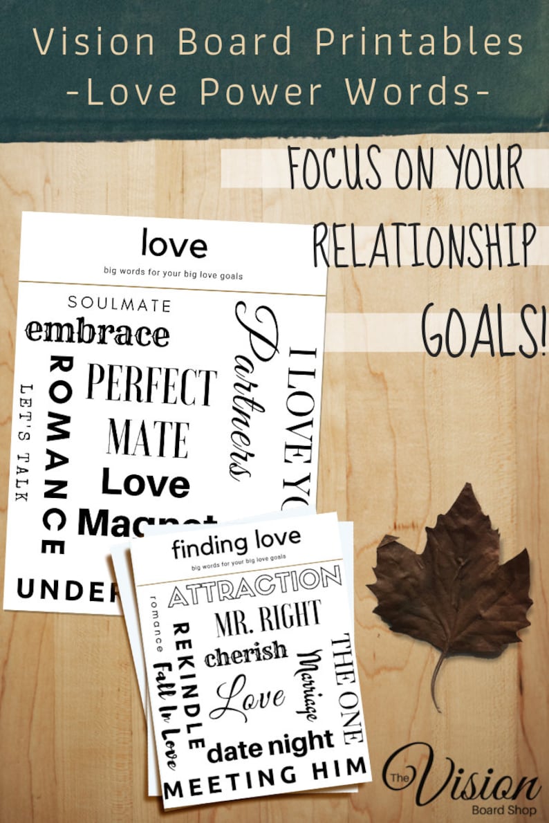 Vision Board Printables Love Power Words Affirmation for - Etsy