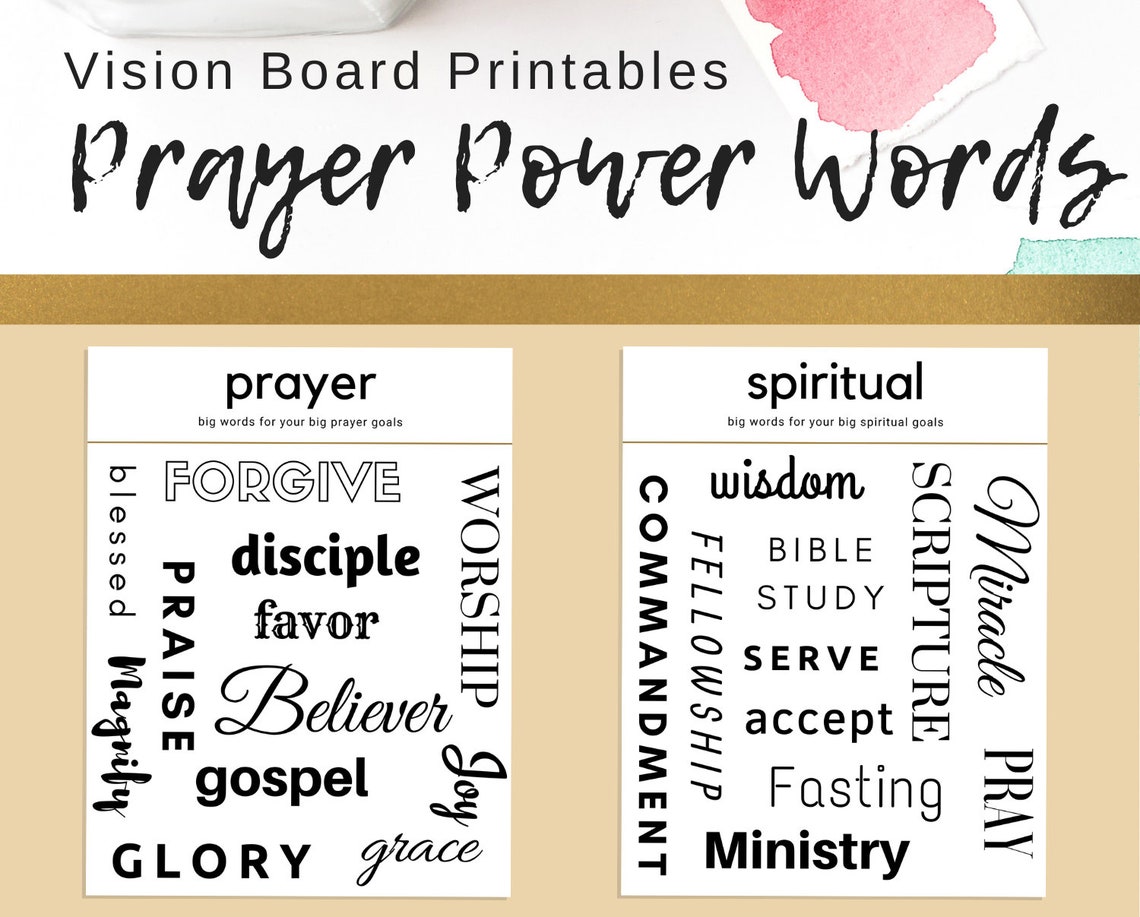 Prayer Vision Board Printables Spiritual Words Vision Board Words Prayer Vision Board Printables Spiritual Words Vision Board Words