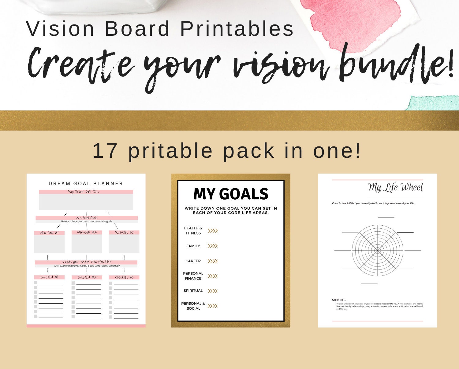 Create Your Vision Bundle Pack Power Words Vision Board - Etsy UK
