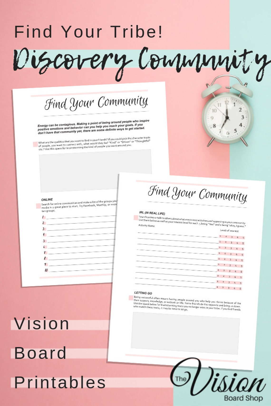 Vision Board Printables | Find Your Community | Vision Board Exercise ...