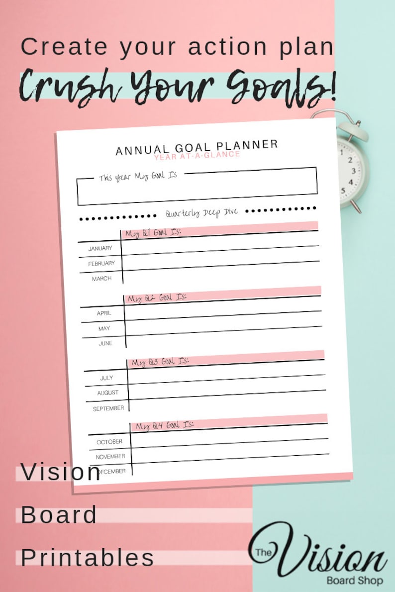 Annual Goal Planner Quarterly Goal Planner Goal Planning Worksheet
