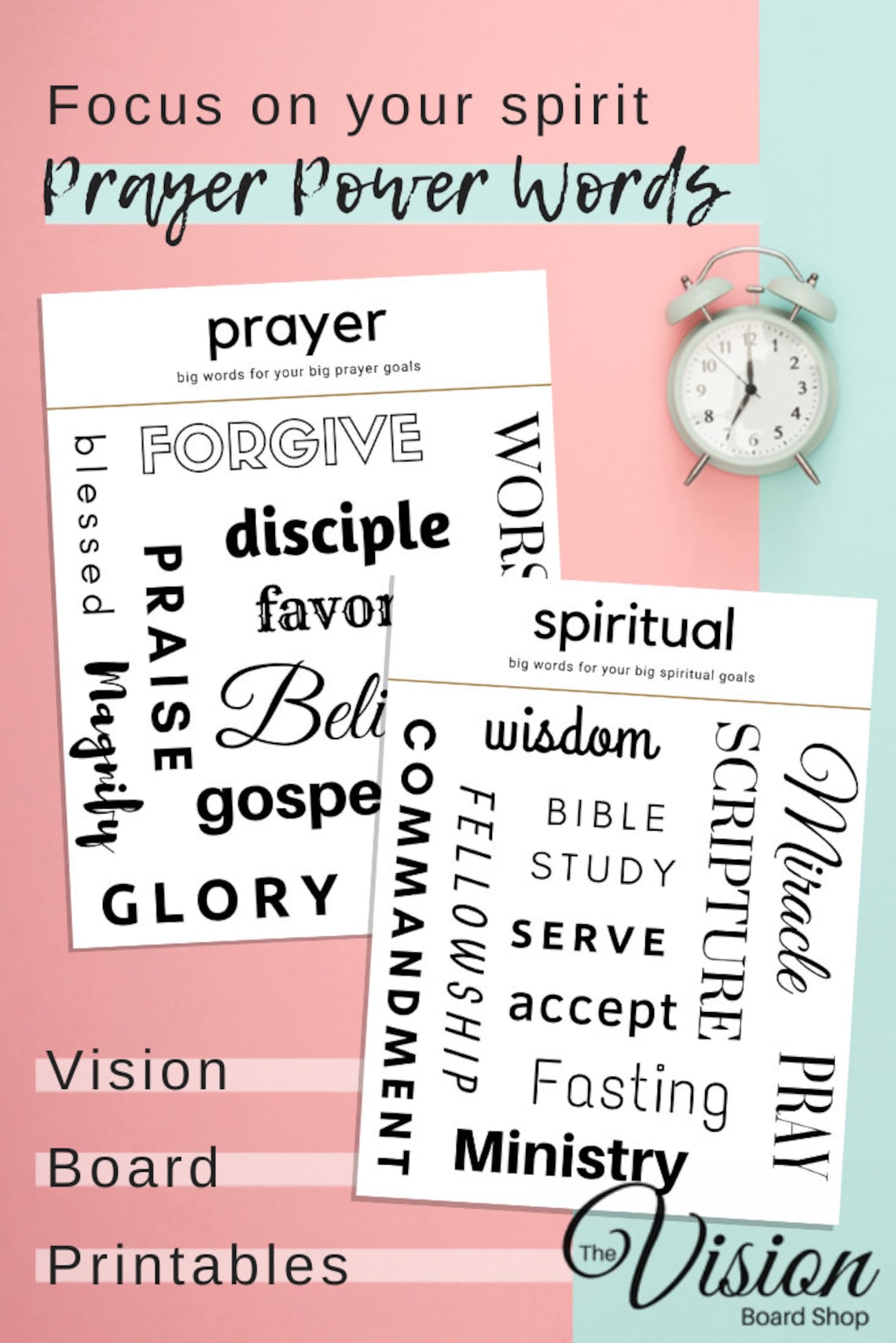 Prayer Vision Board Printables Spiritual Words Vision Etsy