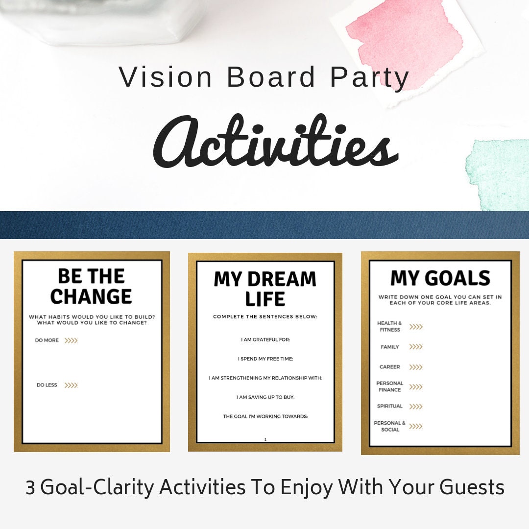 Vision Board Party Activities Goal Setting Activities Goal Printables Goal  Clarity Dream Board Activities DIY Vision Board Party 