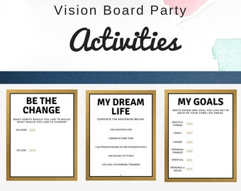 Attività per feste in Vision Board / Attività di definizione degli obiettivi / Stampabili per obiettivi / Chiarezza degli obiettivi / Attività per Dream Board / Festa in Vision Board fai da te