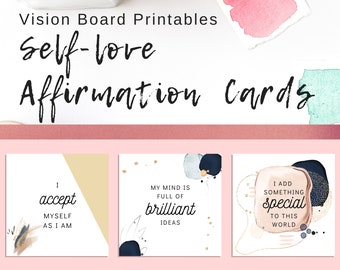 Vision Board Self Love Affirmation Cards | Goal Cards | Vision Board Printables | Self Love Quote Cards | Self Love Printables | Inspiration