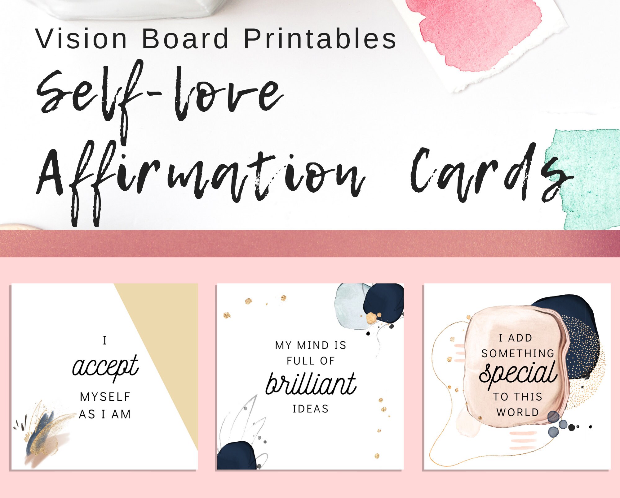 Vision Board Self Love Affirmation Cards | Goal Cards | Vision Board ...