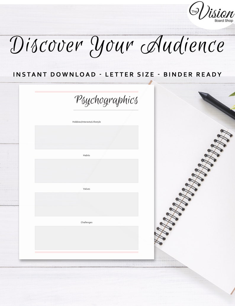Marketing Printables | Target Audience Printables | Vision Board ...