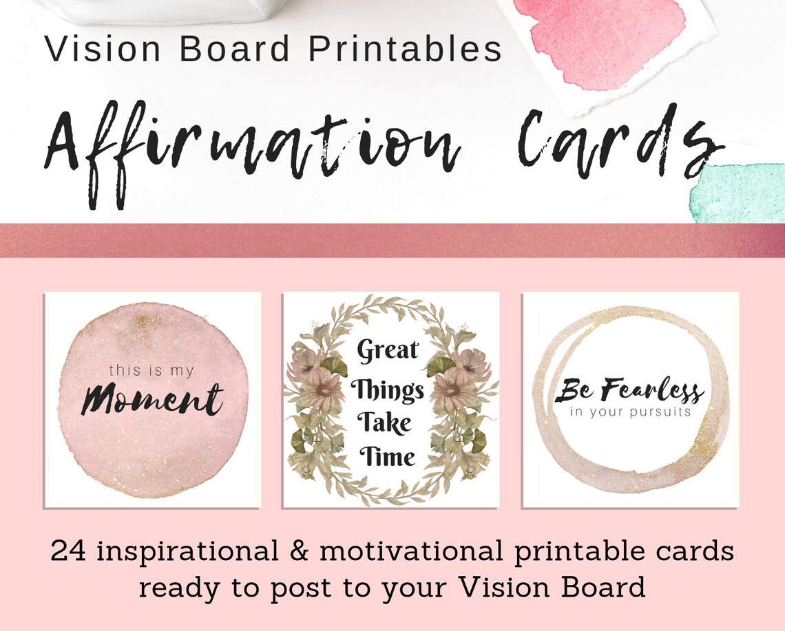 Vision Board Affirmation Cards Goal Cards Vision Board Printables ...