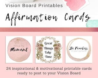 Carte di affermazione della Vision Board / Carte obiettivo / Stampabili della Vision Board / Carte motivazionali / Stampabili di ispirazione / Citazioni ispiratrici