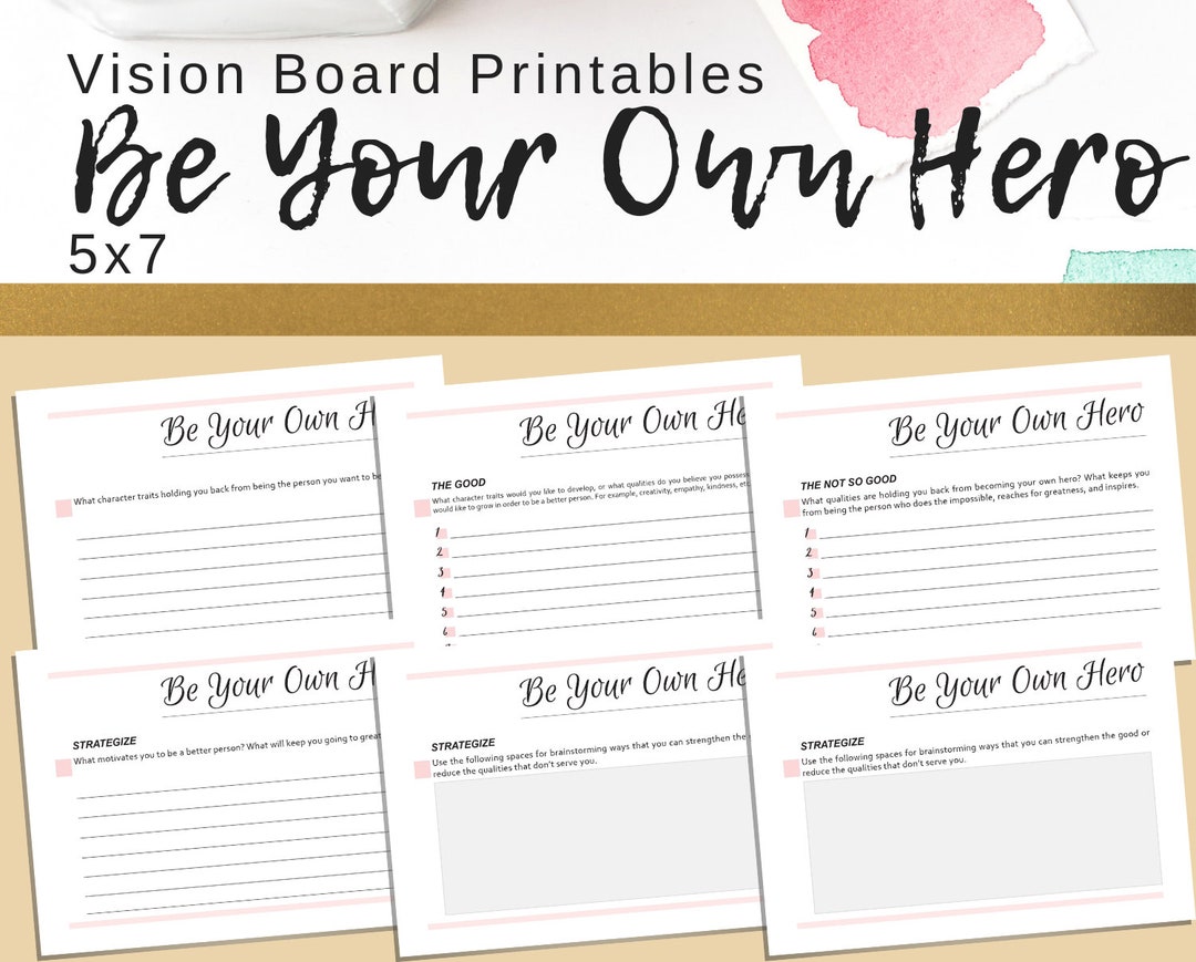 Vision Board Printables Be Your Hero Vision Board Exercise - Etsy