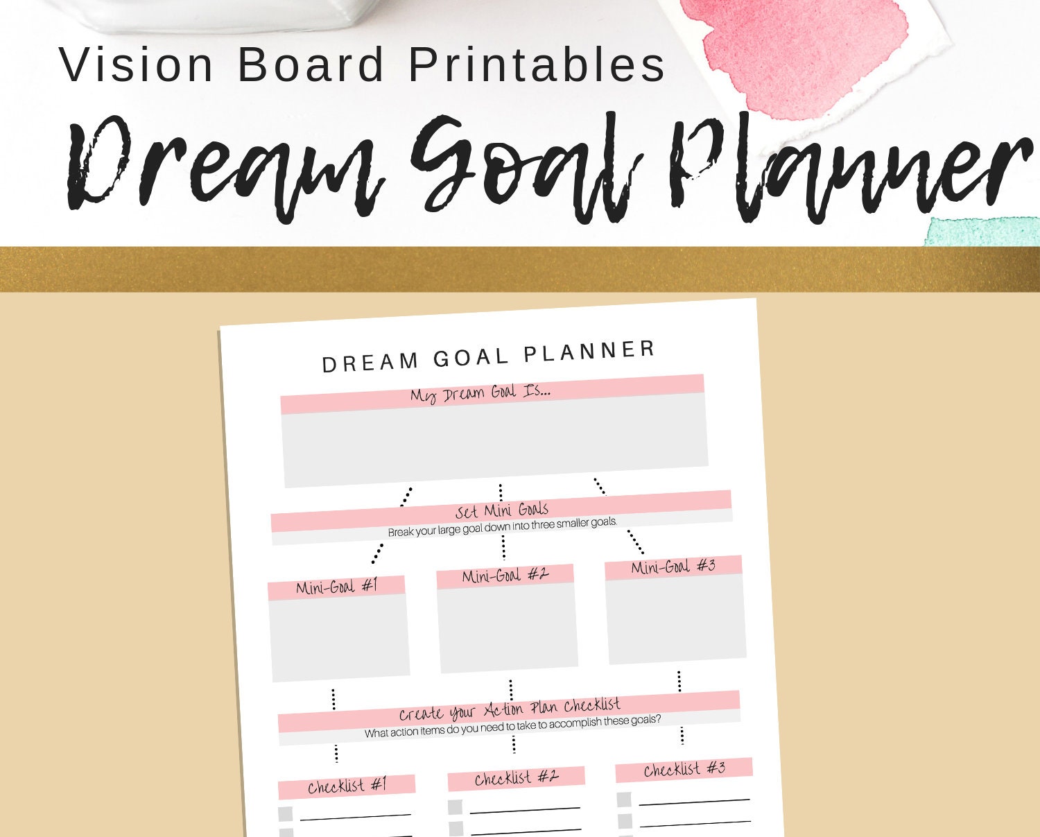 Dream Goal Planner Printable | Goal Setting Printable PDF | Goals Worksheet | Action Plan Worksheet | Goals Printable | Dream Goal