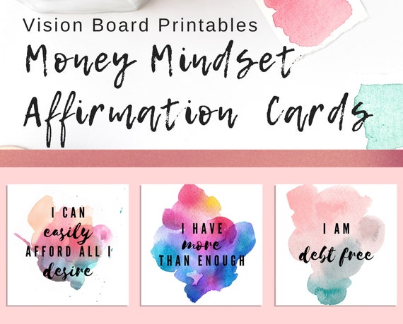 Vision Board Money Mindset Affirmation Cards Goal Cards Vision Board  Printables Money Inspiration Cards Abundance Mindset Printables 