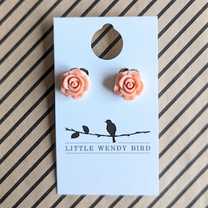 Peach Flower Clip On Earrings