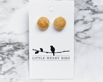Embrace Fabric Covered Button Stud Earrings