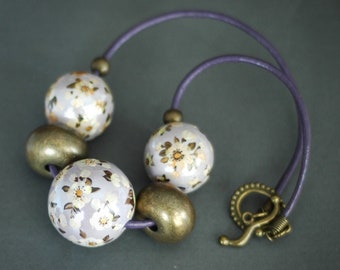 Necklace with hand-painted ceramic beads