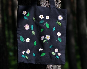 Hand embroidered shopping bag 100% cotton