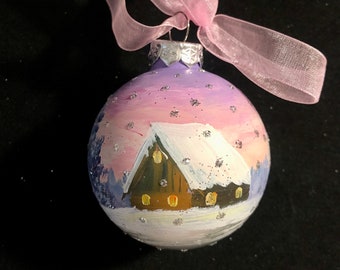 Hand-painted glass Xmas bauble 6 cm / 2.36 "