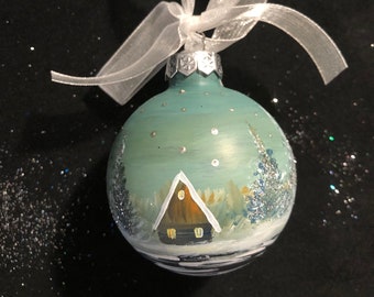 Hand-painted glass Xmas bauble 6 cm / 2.36 "