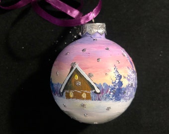 Hand-painted glass Xmas bauble 6 cm / 2.36 "