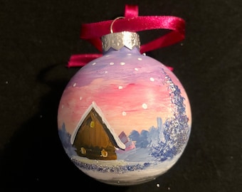 Hand-painted glass Xmas bauble 6 cm / 2.36 "