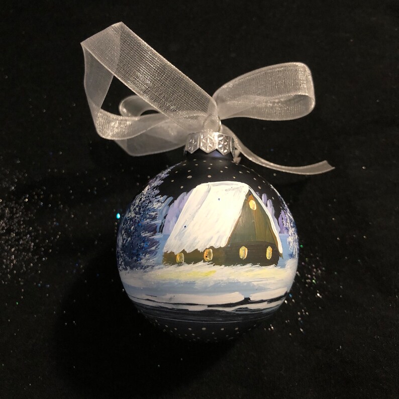 Hand-painted glass Xmas bauble 6 cm / 2.36 image 3