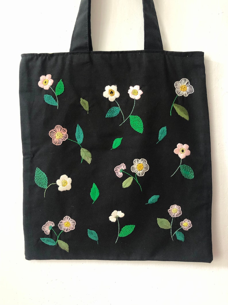 Hand embroidered shopping bag 100% cotton image 6