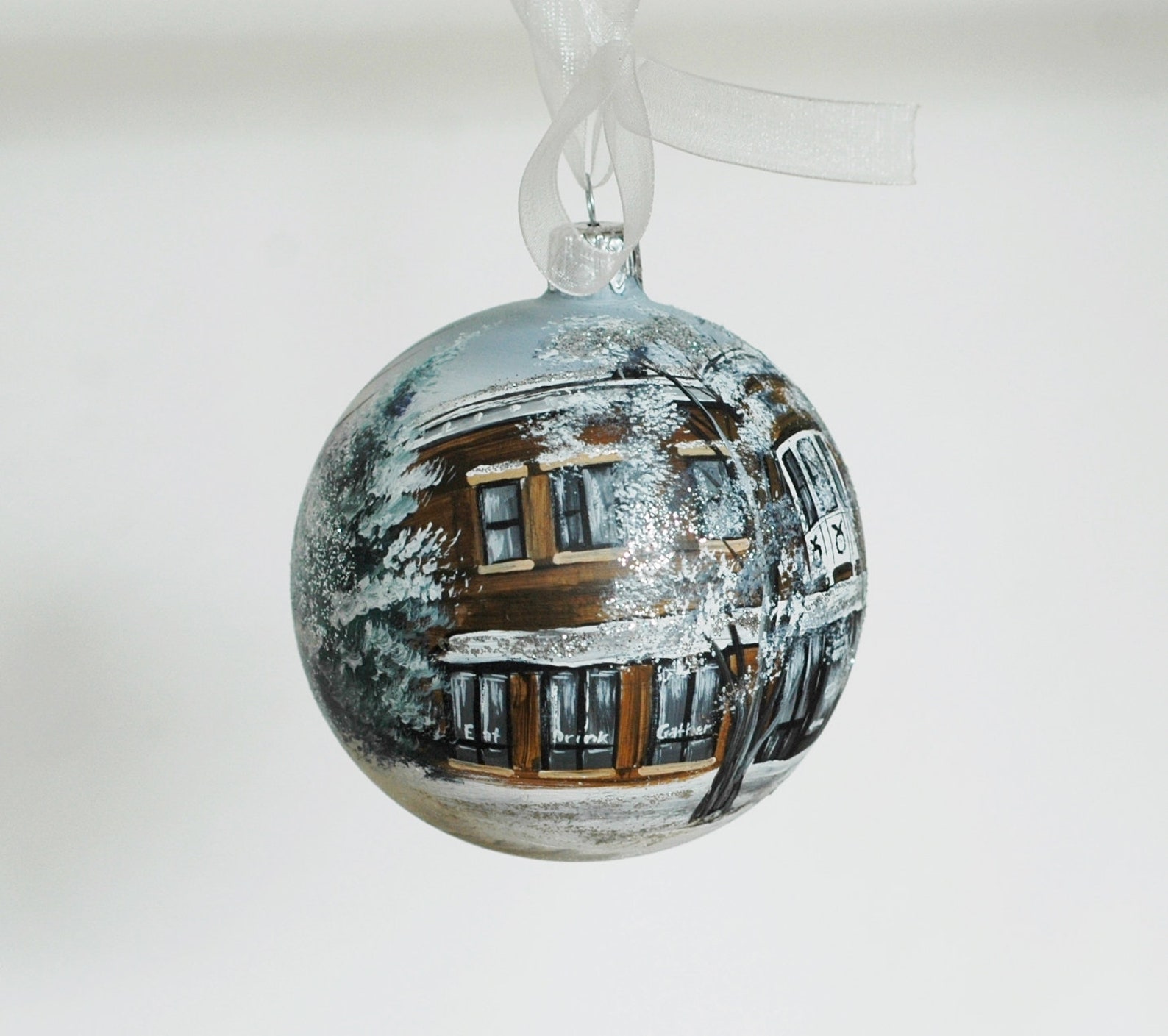 Handpainted glass Xmas bauble 10 cm / 3.94 Etsy